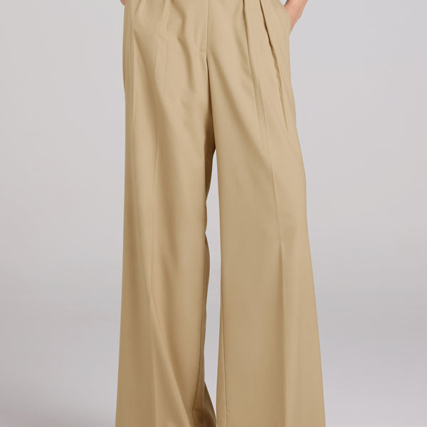 ミュゲ muguet side tuck long pants beige SKULLPIG