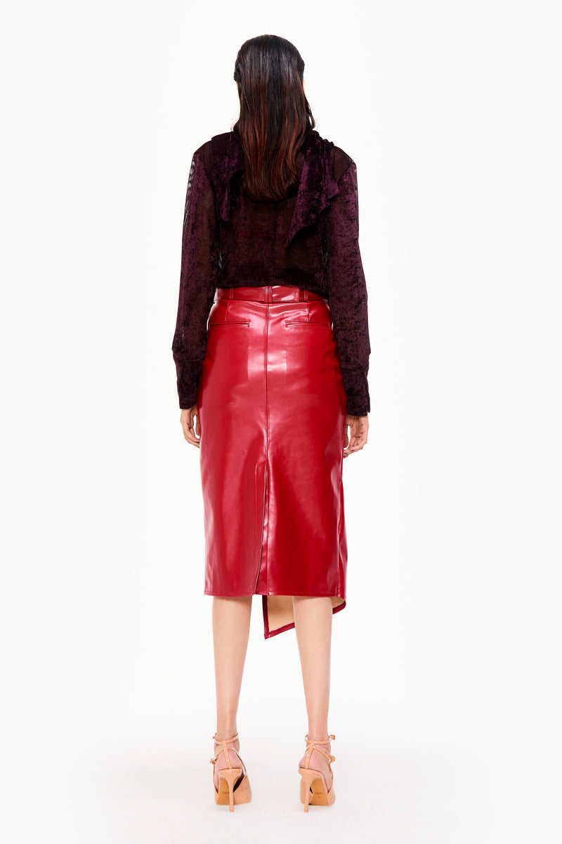 Faux Leather Midi Skirt