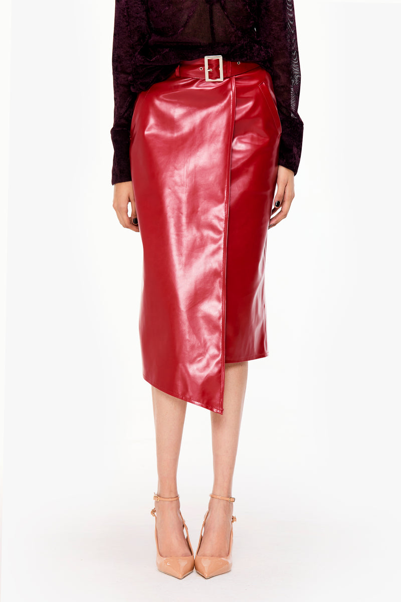 Faux Leather Midi Skirt