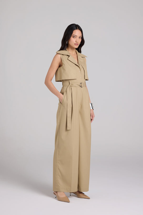 Belted Trench Jumpsuit