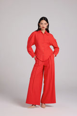 Pintuck Wide-Leg Trousers