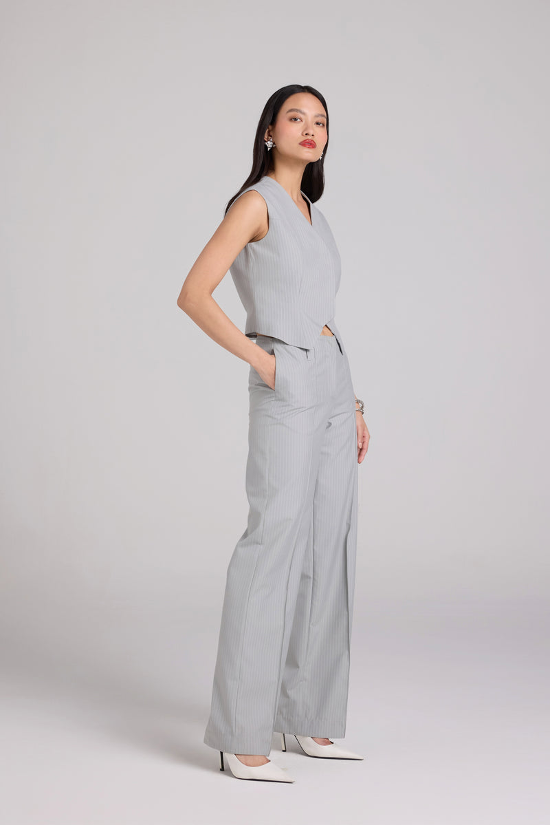 Pinstripe Straight Trousers