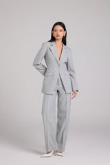 Tie Waist Pinstripe Blazer