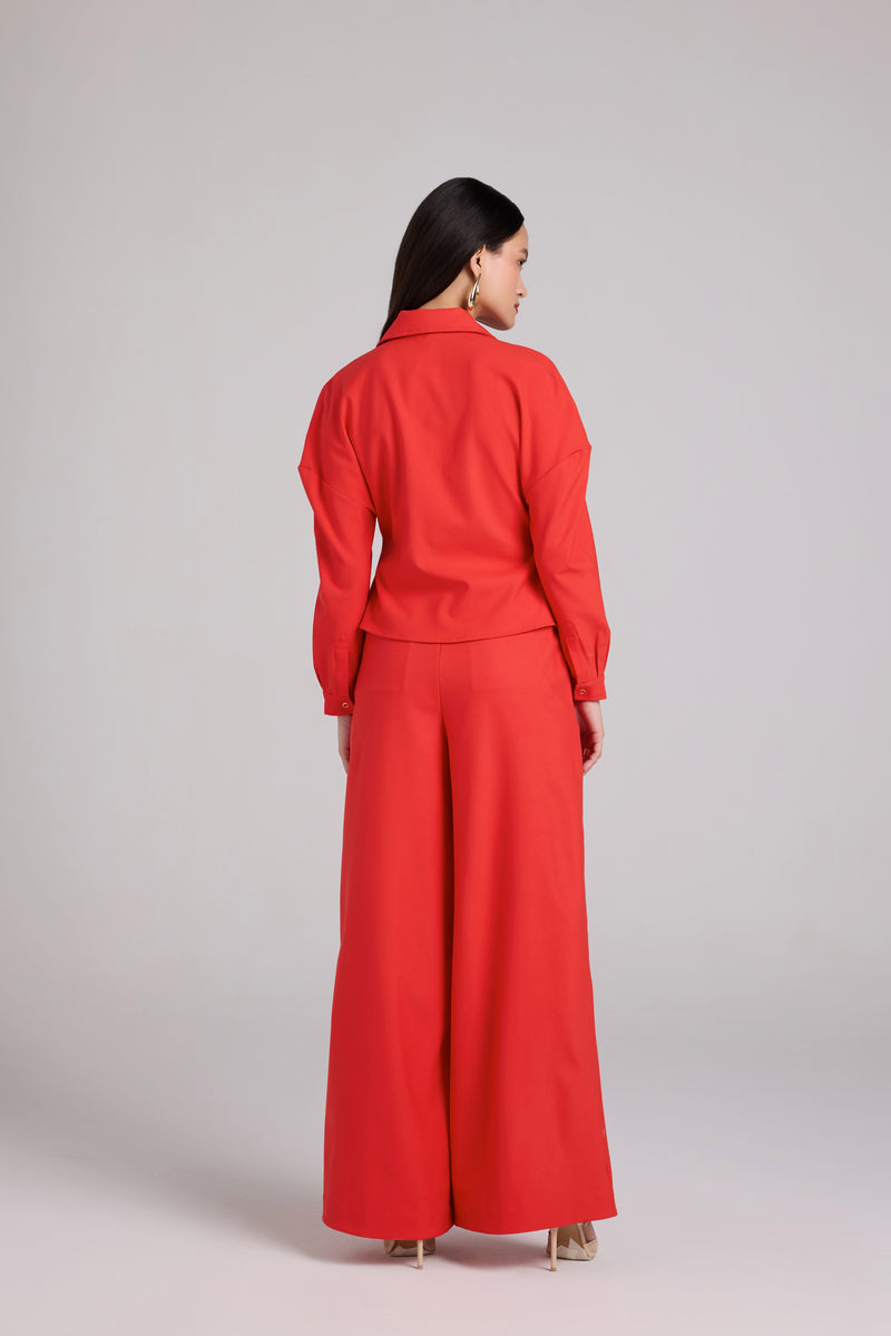 Pintuck Wide-Leg Trousers