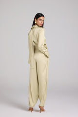 Satin Barrel-Leg Trousers