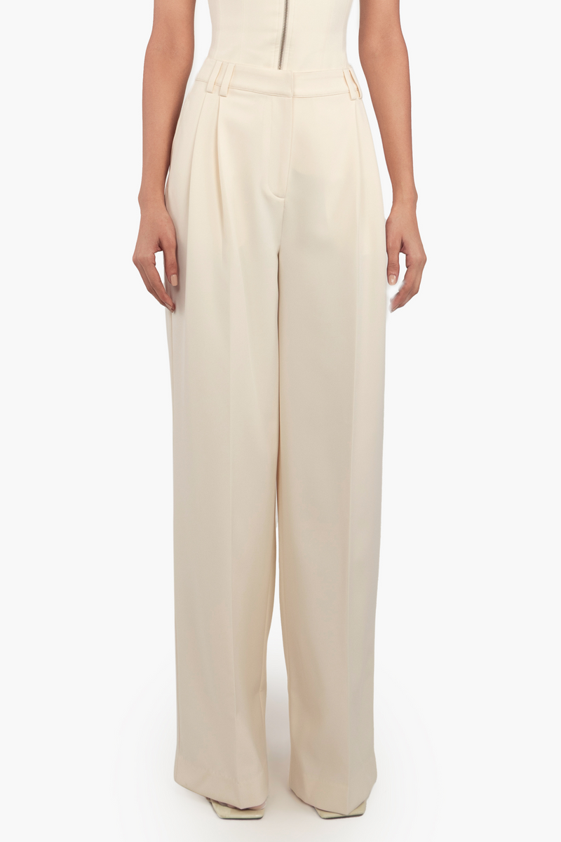 Wide-Leg Pleated Trousers
