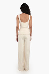 Wide-Leg Pleated Trousers
