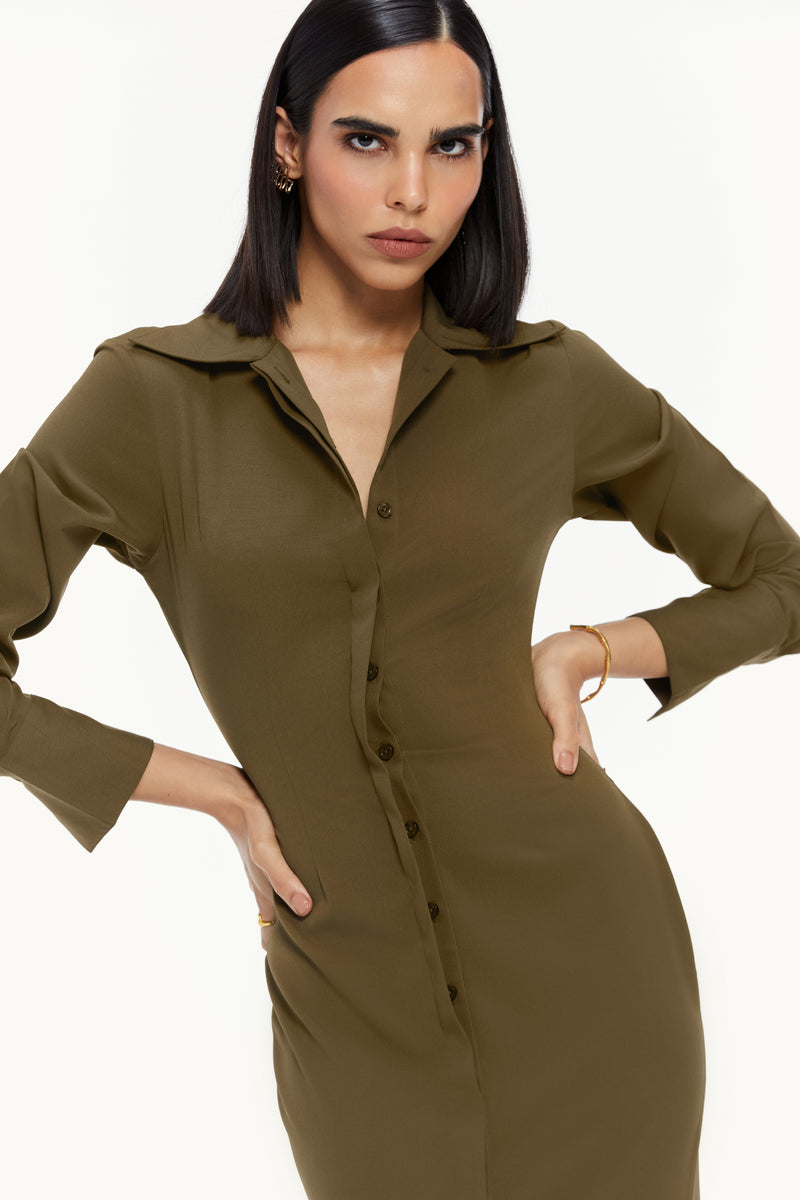 Fluted Shirt Dress