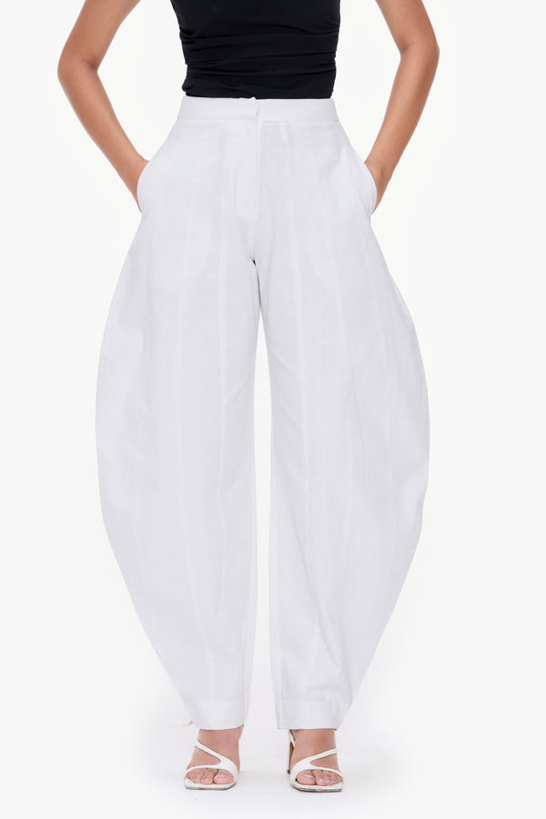 Panelled Barrel-Leg Trousers