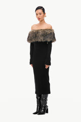 Fur Band Knit Dress