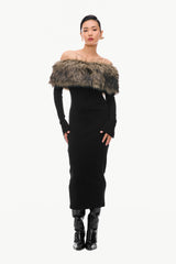 Fur Band Knit Dress