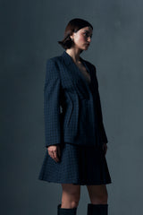 Checked Belted Blazer