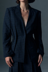 Checked Belted Blazer