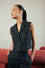 Pinstripe Notched Collar Waistcoat