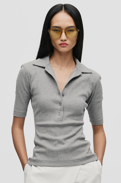 Sculpted Rib Polo Top