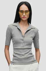 Sculpted Rib Polo Top