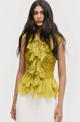 Smocked Cascade Top