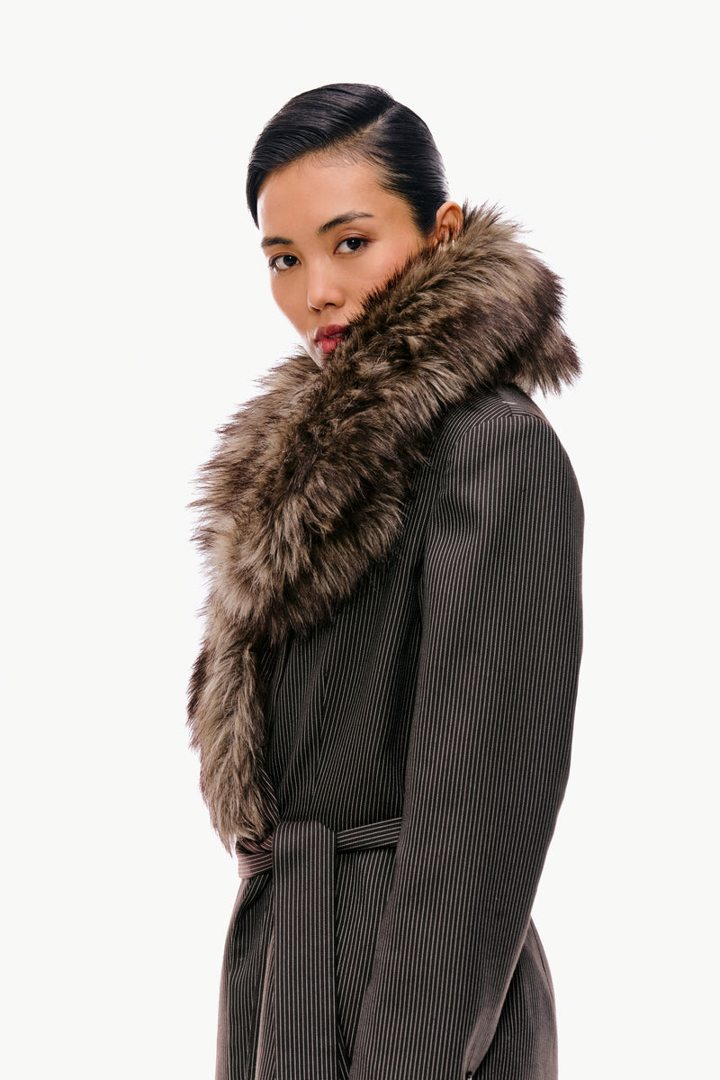 Espresso Pinstripe Longline Suit