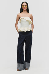 Twisted Peplum Denim Set