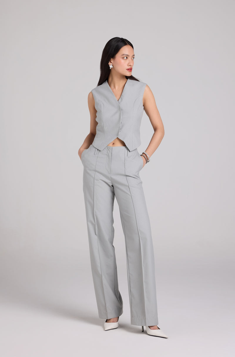 Pinstripe Straight Trousers