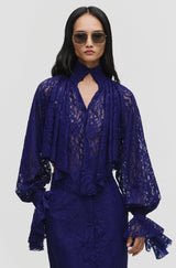Smocked Lace Cropped Blouse