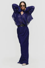 Smocked Lace Cropped Blouse