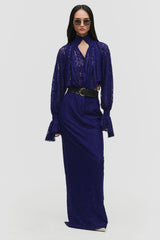 Belted Lace Column Skirt