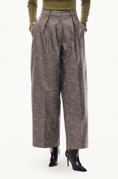 Pleated Leather Trousers