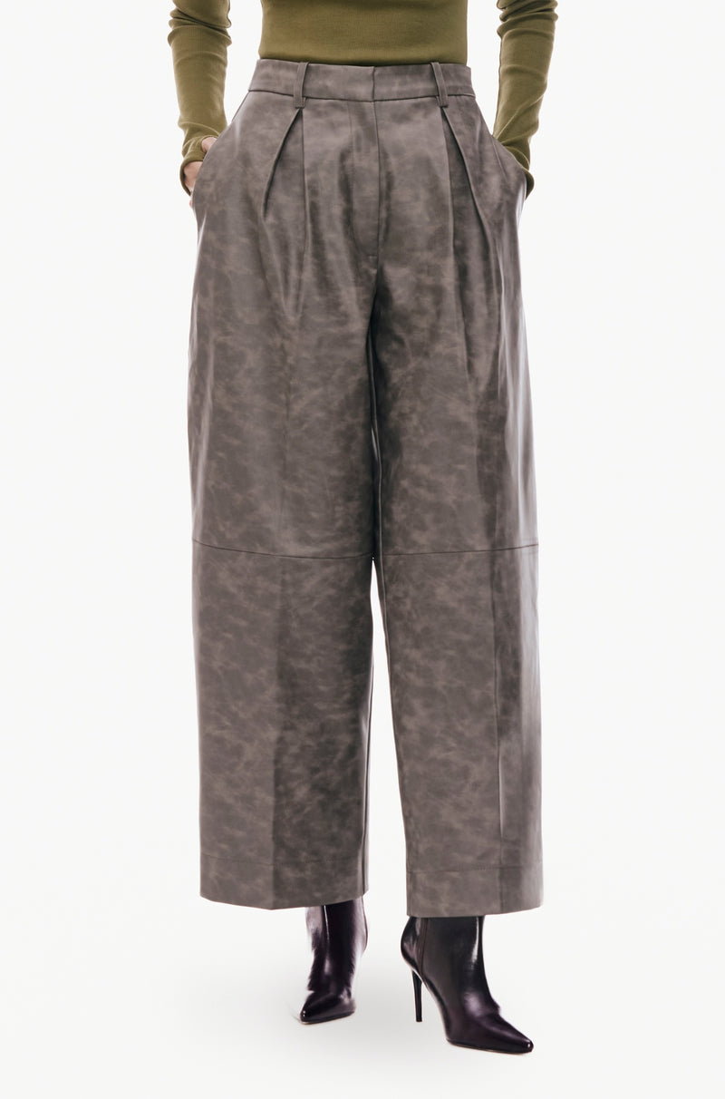 Pleated Leather Trousers