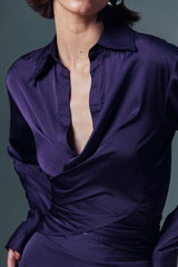 Convertible Wrap Satin Shirt