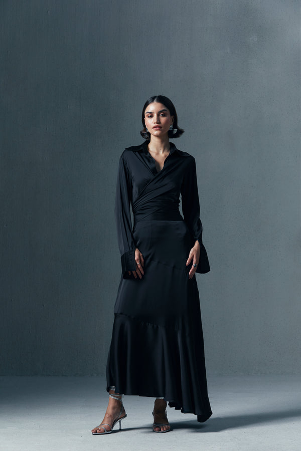Asymmetric Satin Skirt
