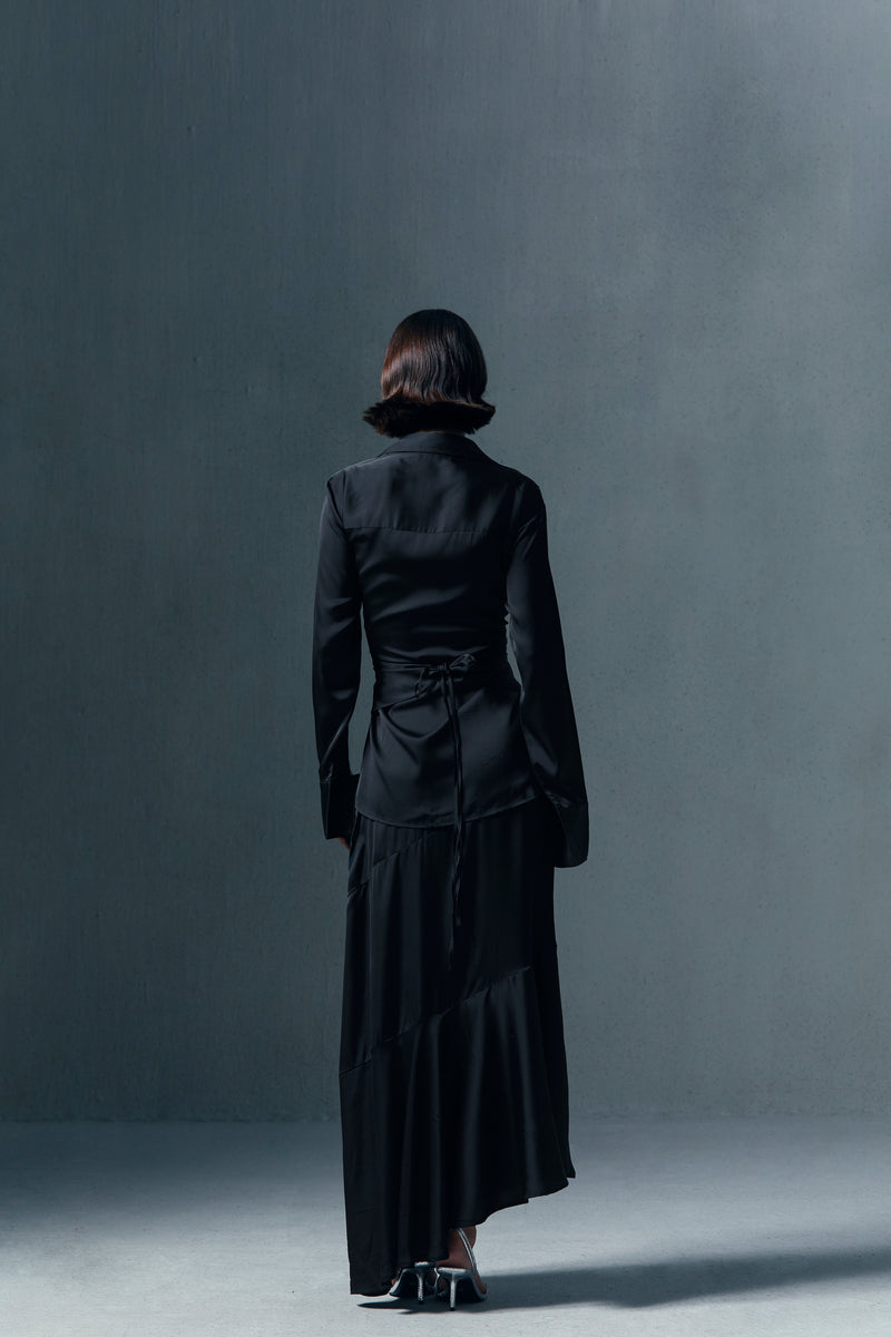 Asymmetric Satin Skirt