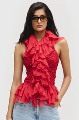 Smocked Cascade Top
