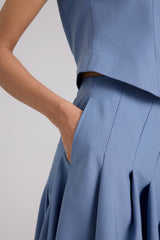 Pleated A-line Midi Skirt