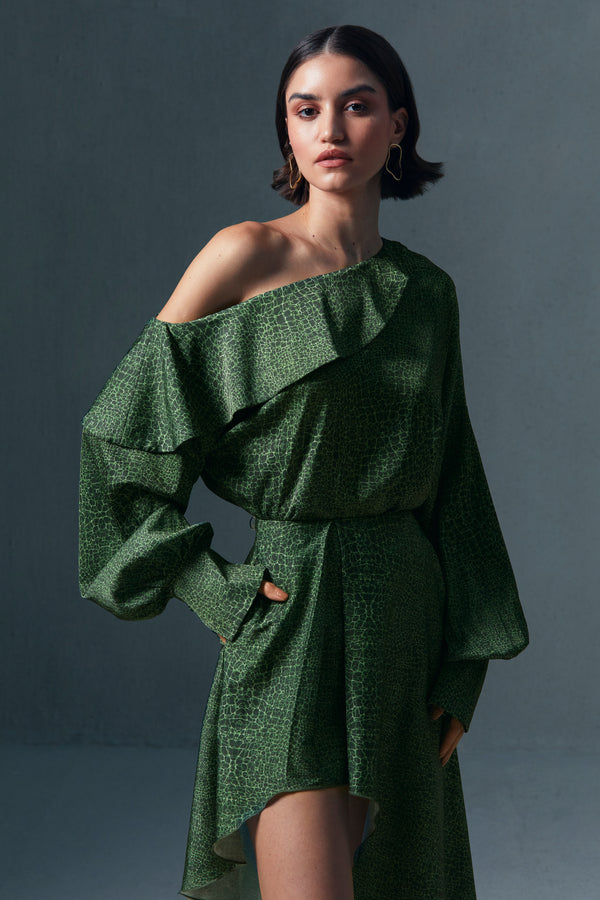 Off-Shoulder Croc Blouse