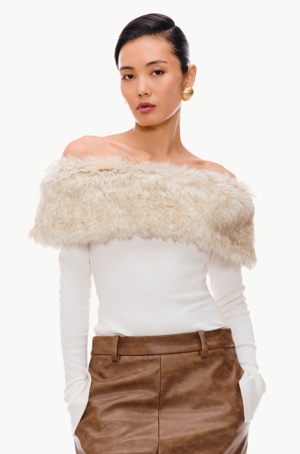 Fur Band Knit Top