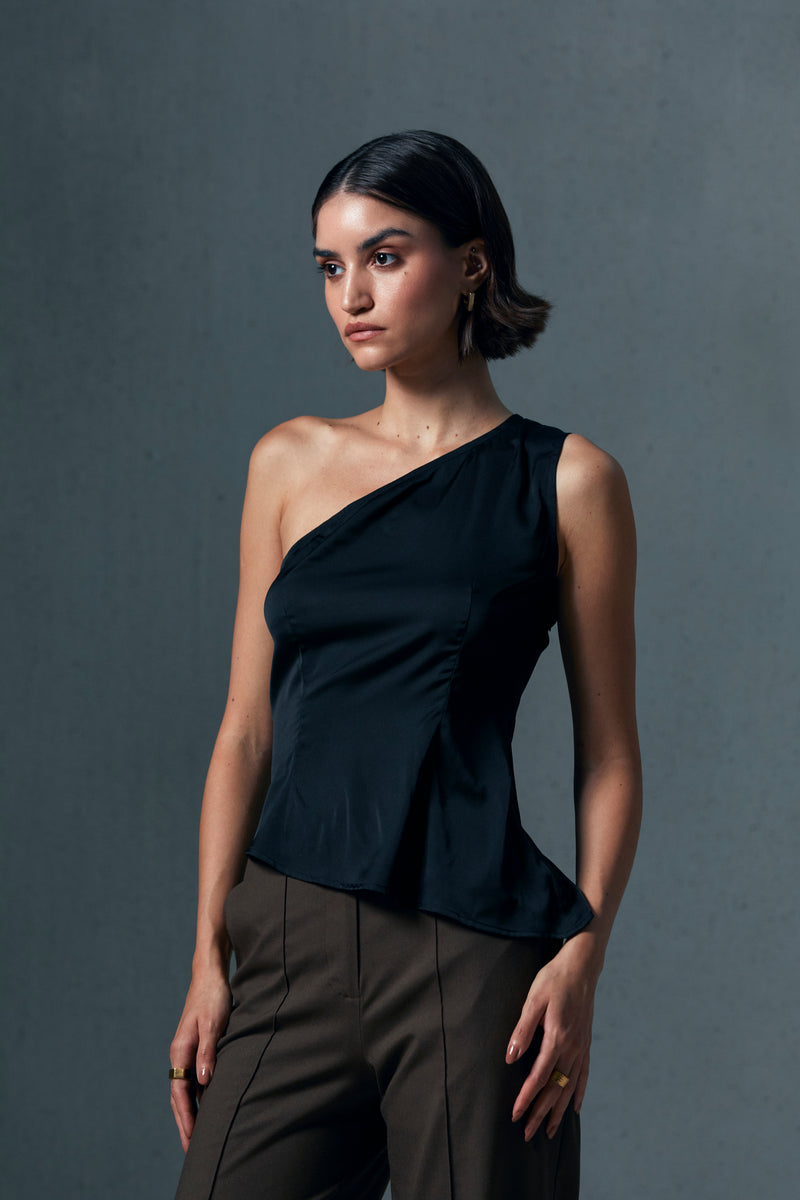 Angular Hem Satin Top