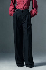 Wide-Leg Pleated Trousers