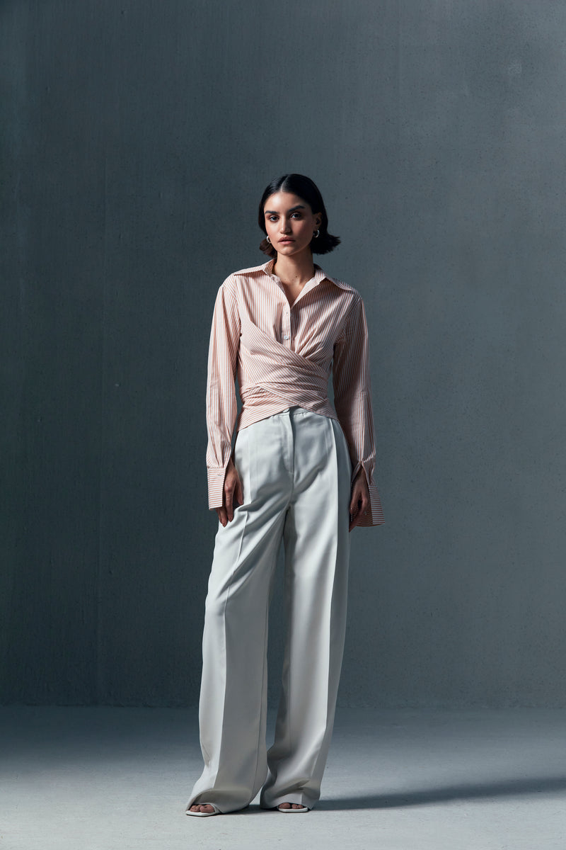 Wide-Leg Pleated Trousers