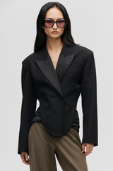 Tail-Hem Tuxedo Blazer