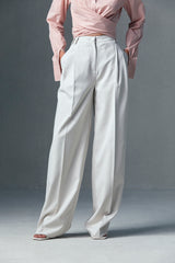 Wide-Leg Pleated Trousers