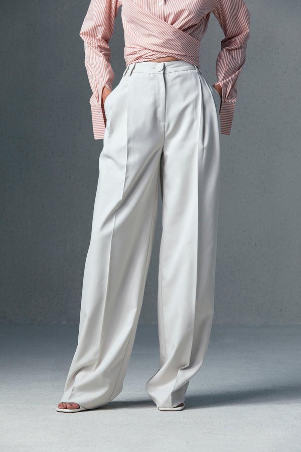 Wide-Leg Pleated Trousers