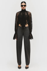 Smocked Lace Cropped Blouse