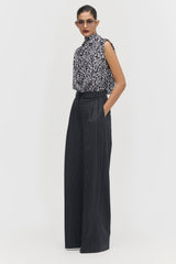 Wide-Leg Pleated Trousers