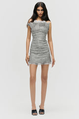 Frayed Pleated Mini Dress