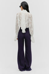 Smocked Lace Cropped Blouse
