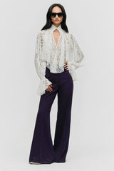 Smocked Lace Cropped Blouse