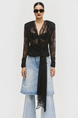 Draped Tie Blouse