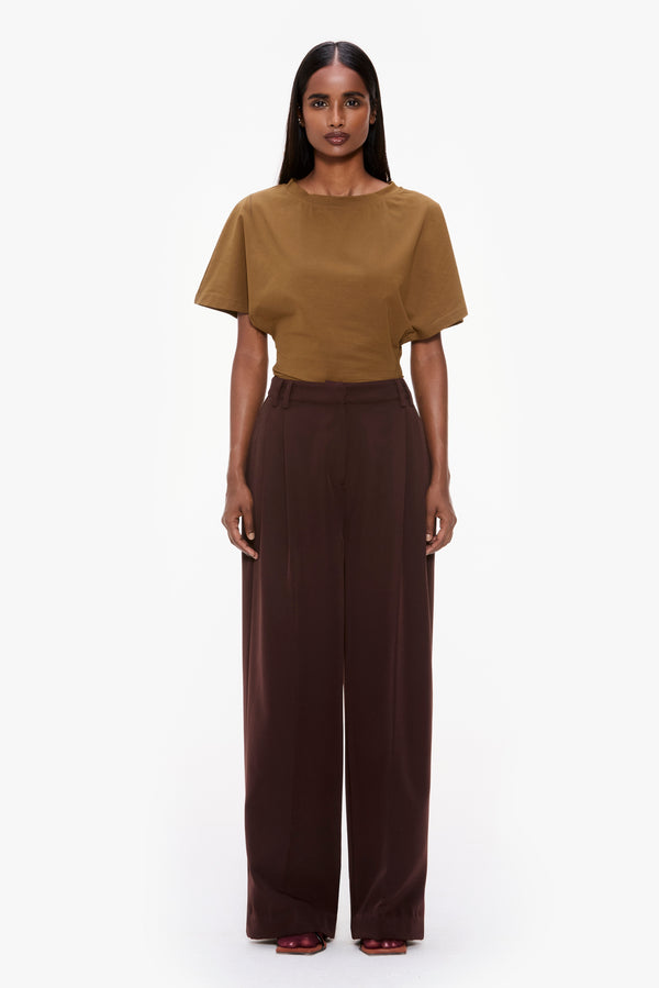 Wide-Leg Pleated Trousers