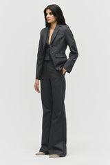 Belted Pinstripe Suit